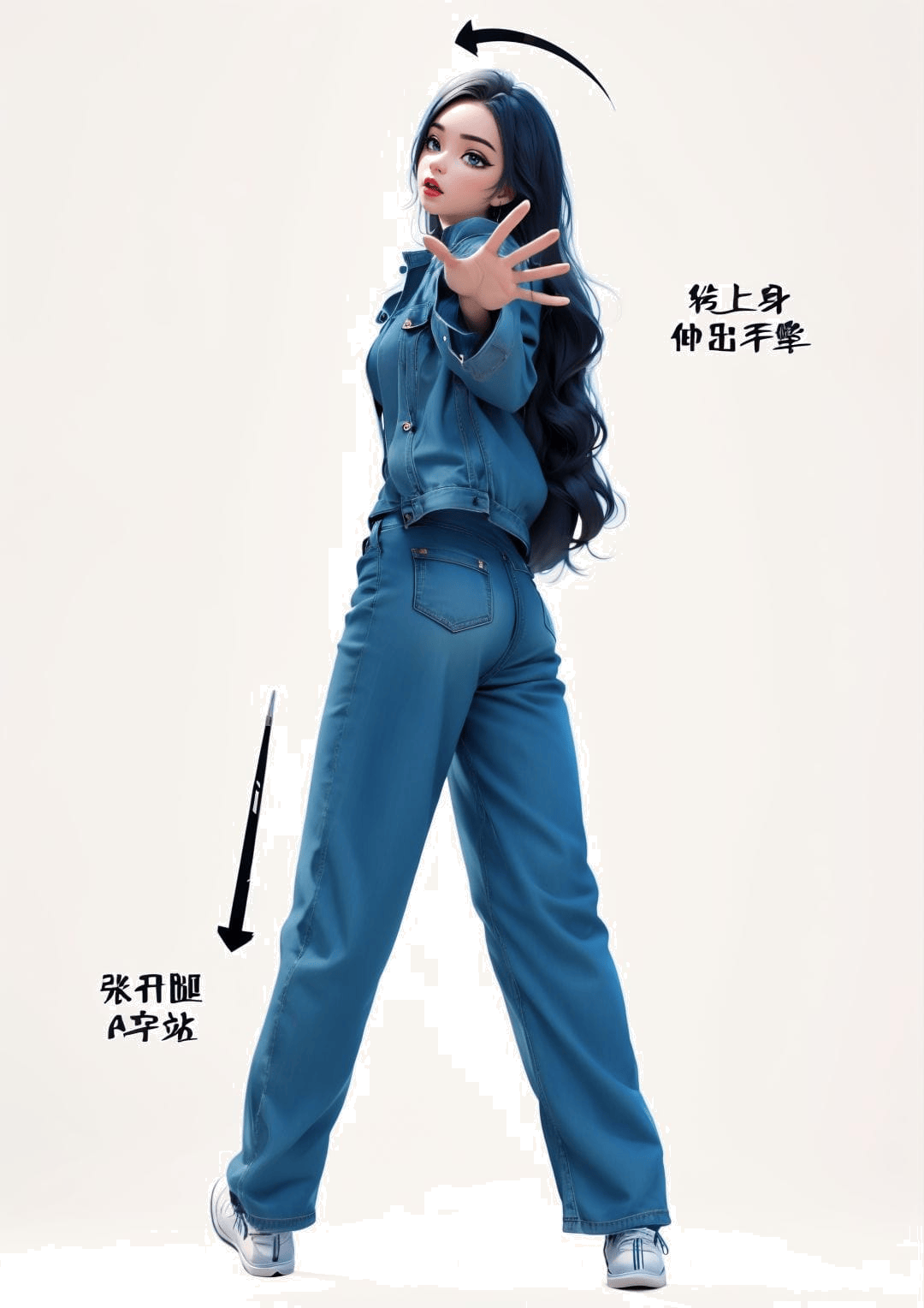 A字站立伸手势