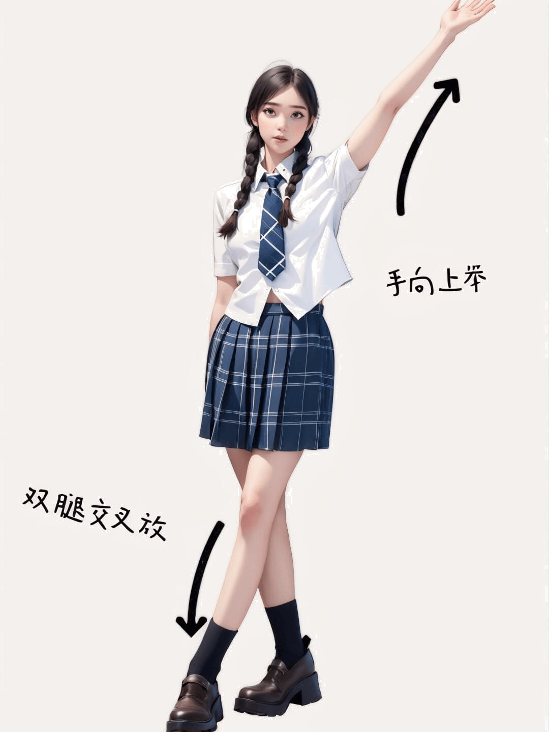 举手交叉站姿