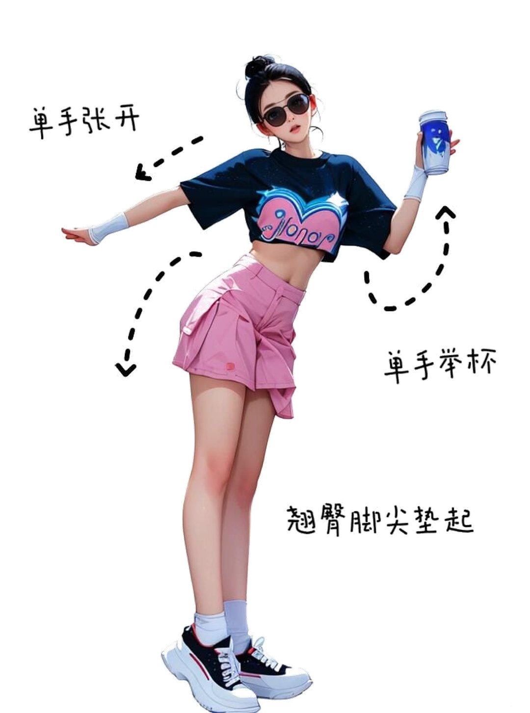 举杯翘臀站姿
