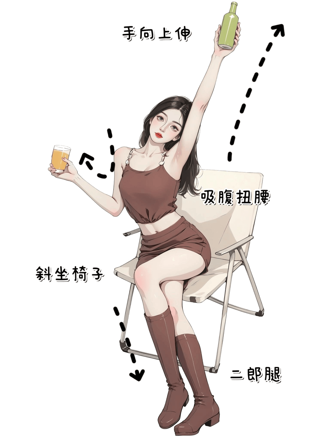 举杯邀月坐姿