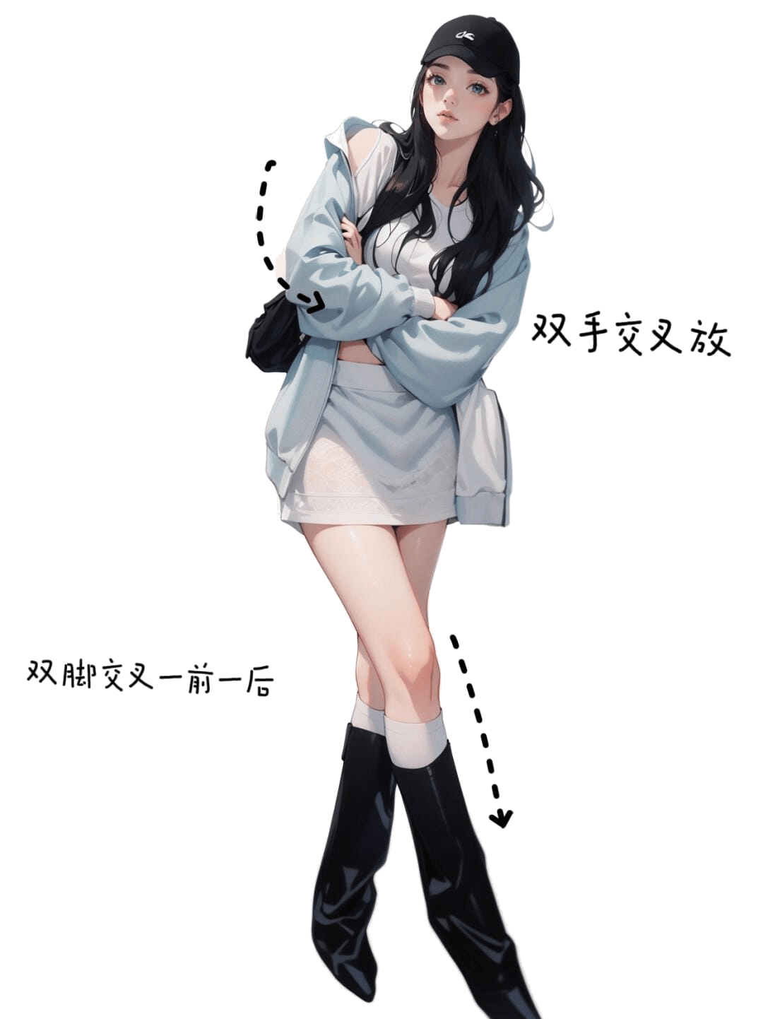 交叉抱臂站姿