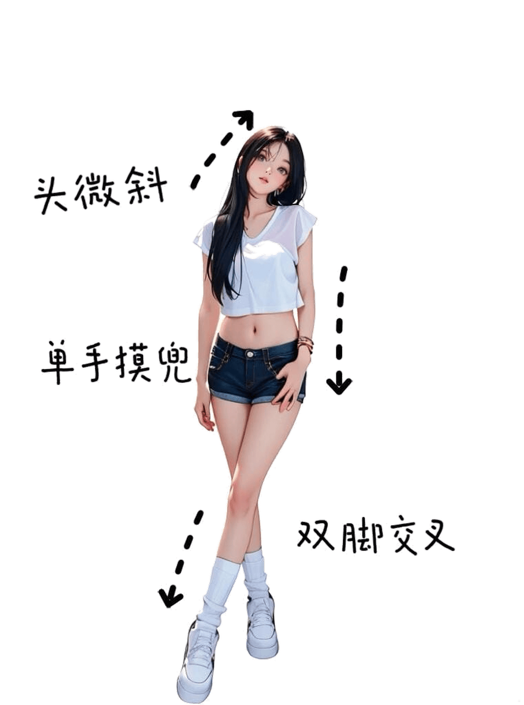 交叉步摸兜站姿