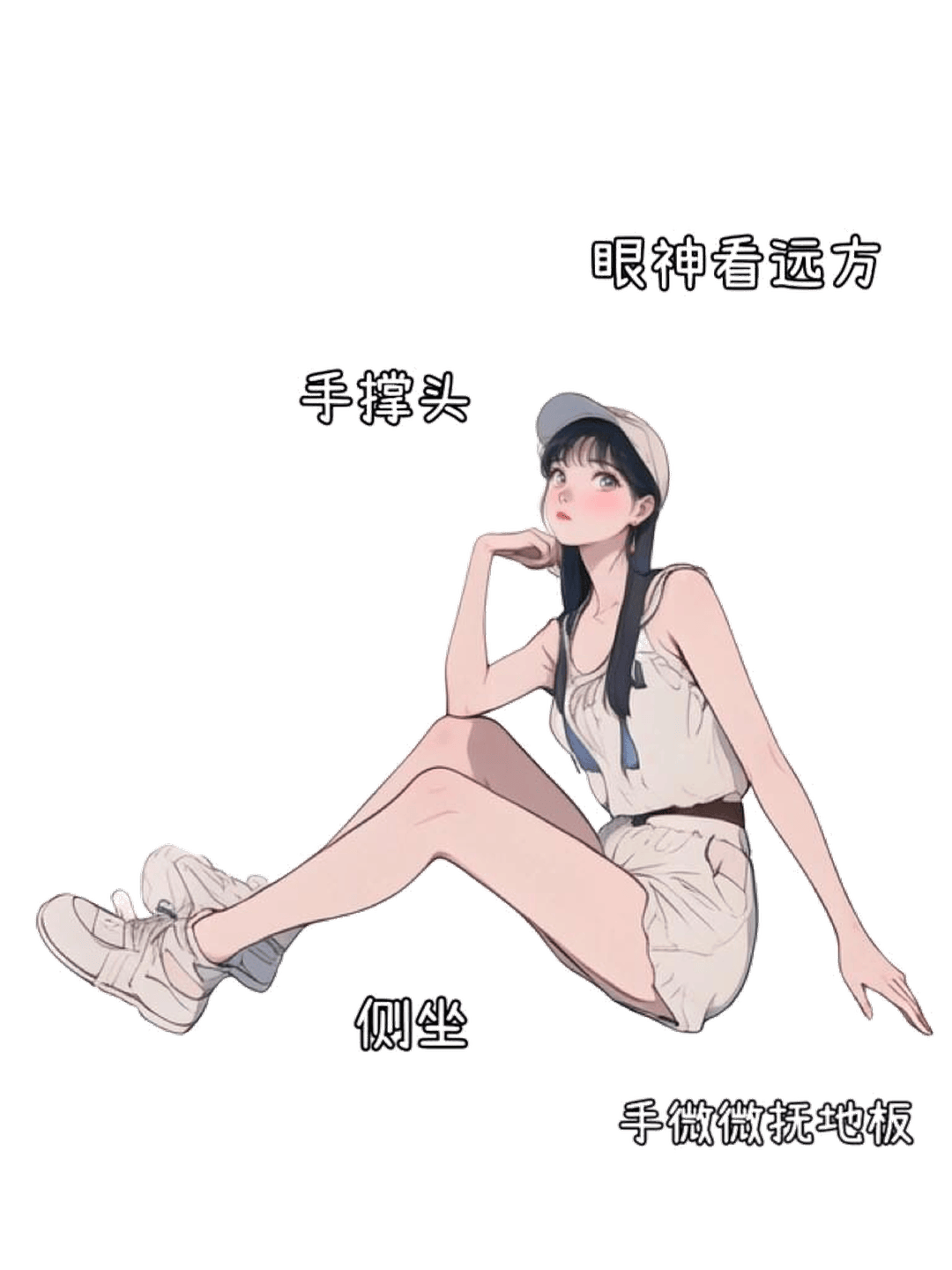 休闲侧坐托腮