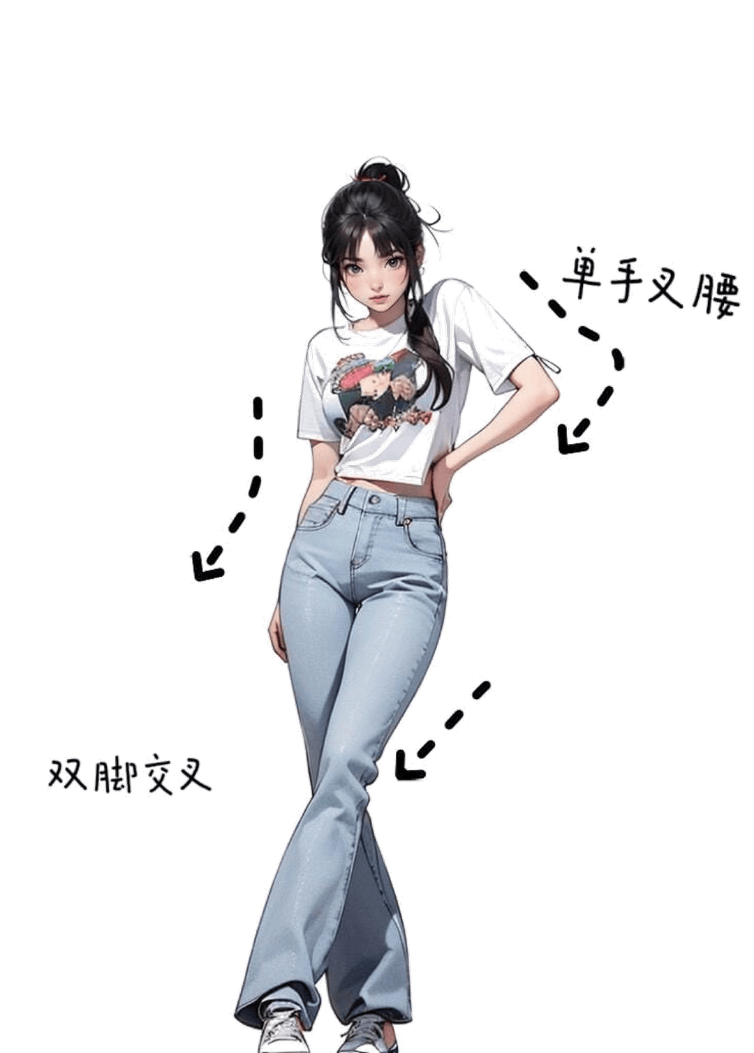休闲单手叉腰站姿