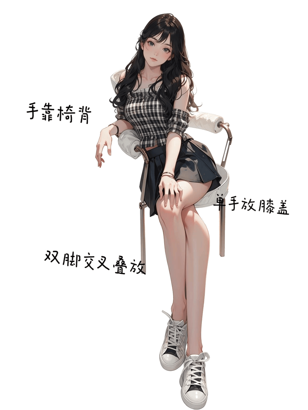 休闲坐姿叠腿