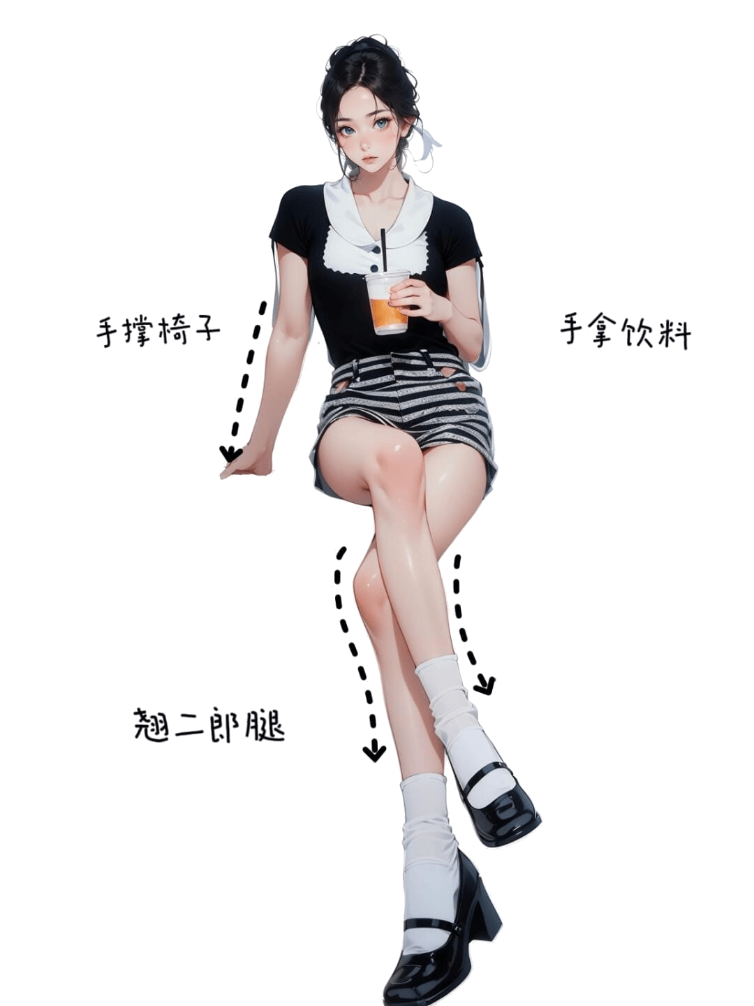 休闲翘腿坐姿