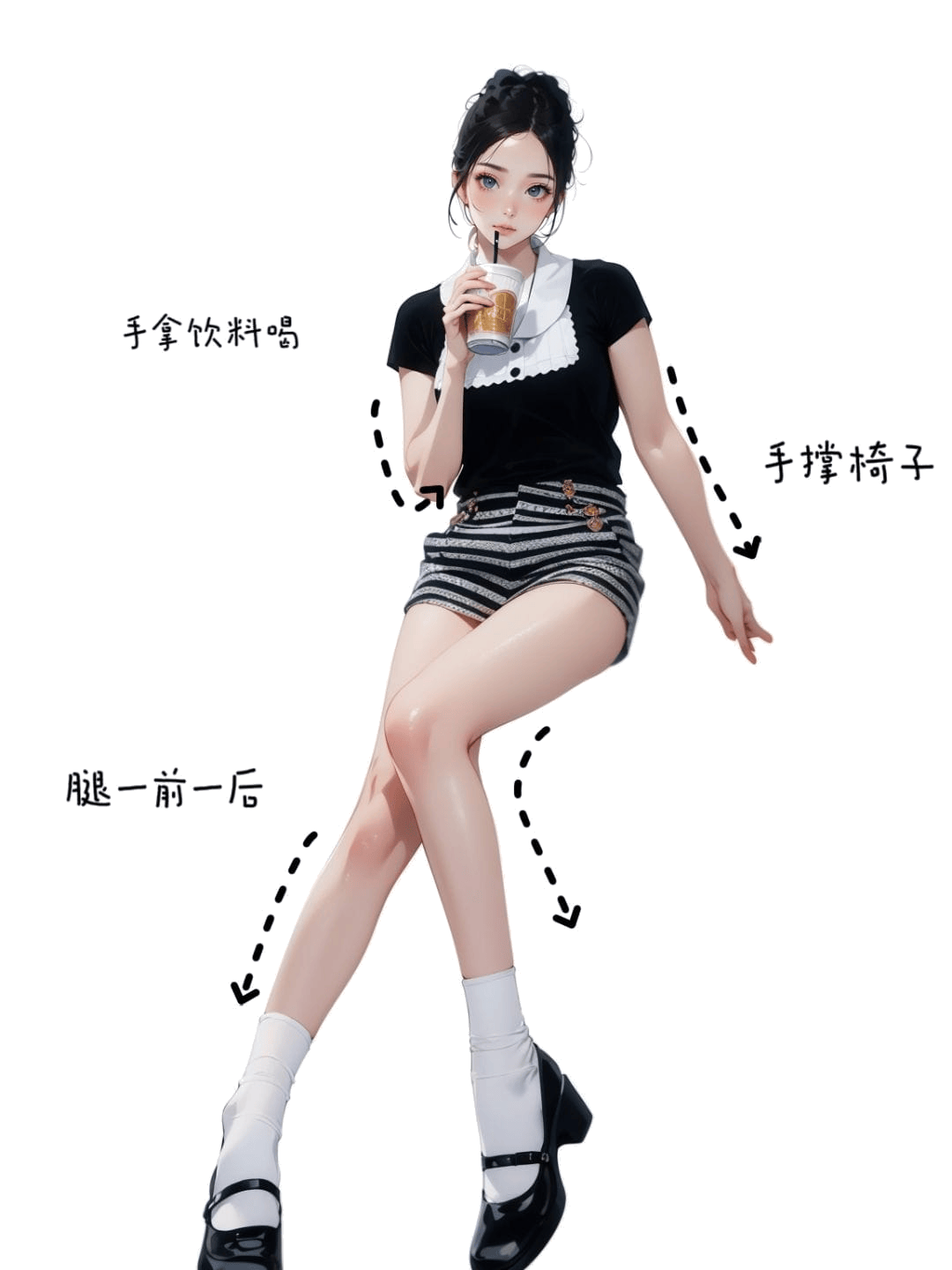 休闲饮品站姿