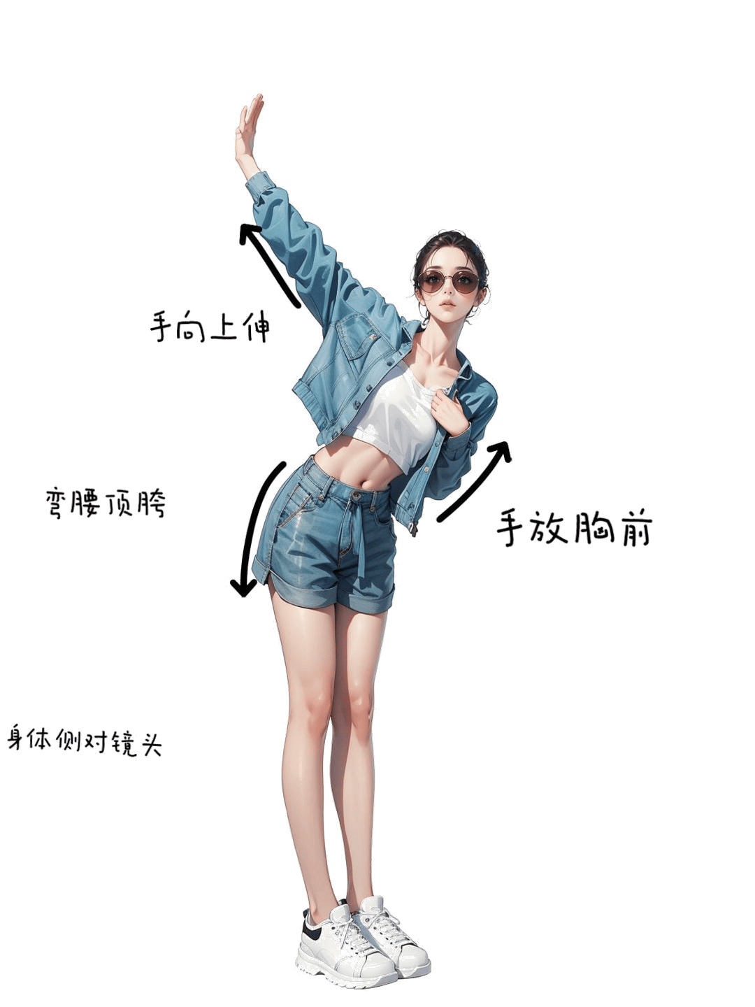 优雅侧身举手
