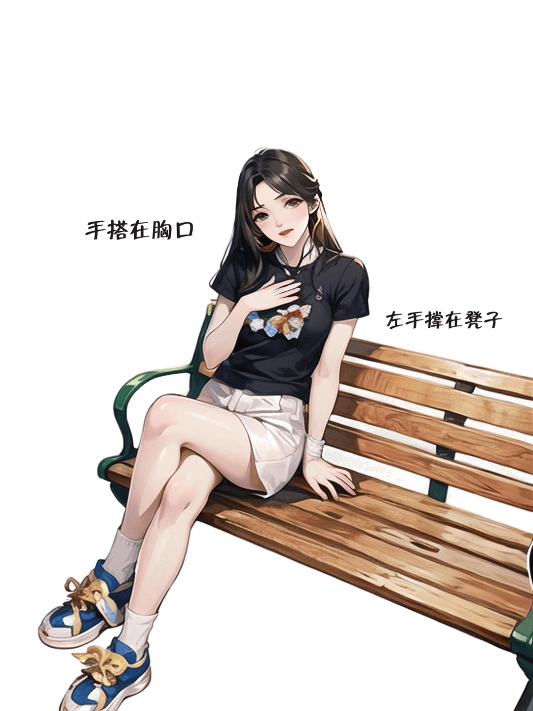 优雅坐姿抚胸