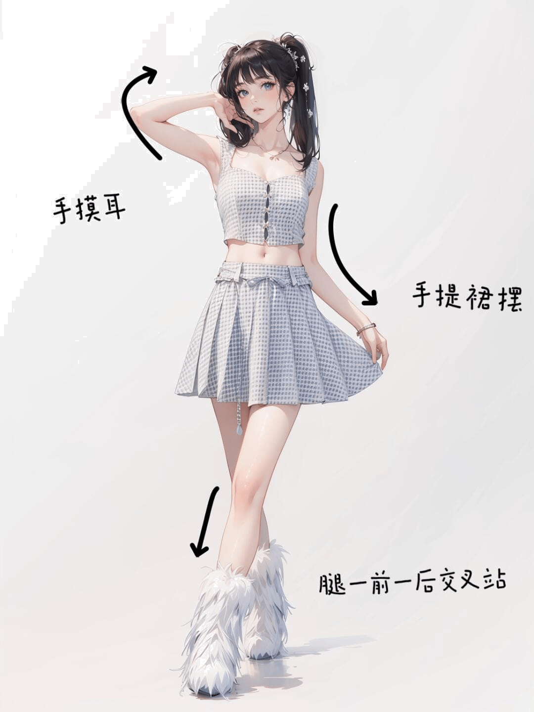 优雅提裙摸耳