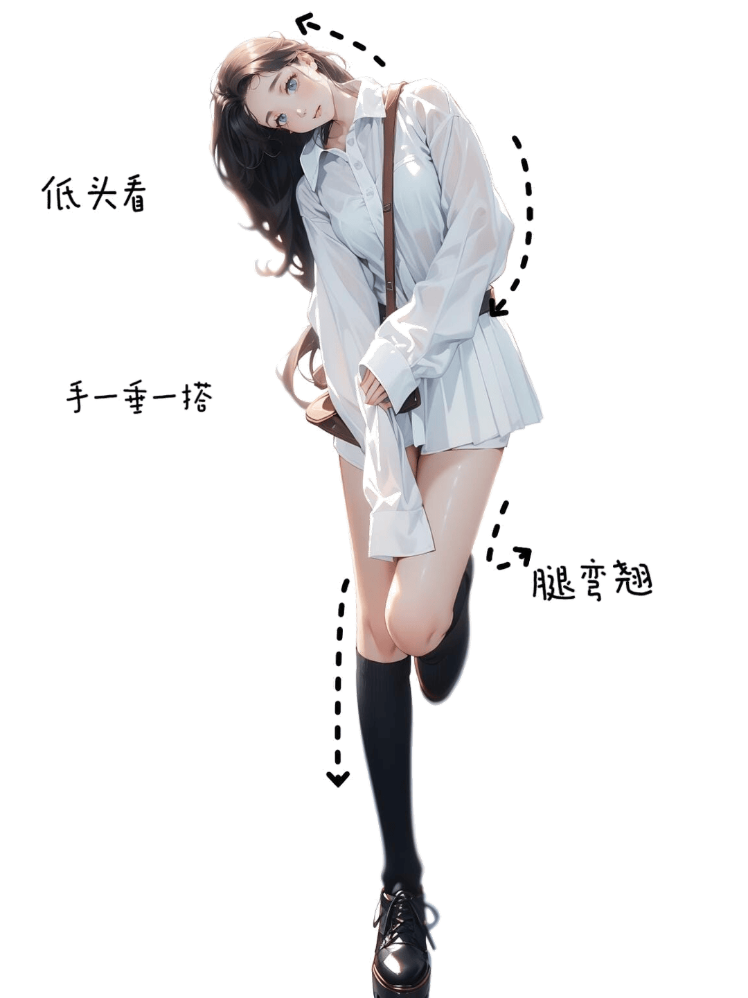 低头含羞翘腿