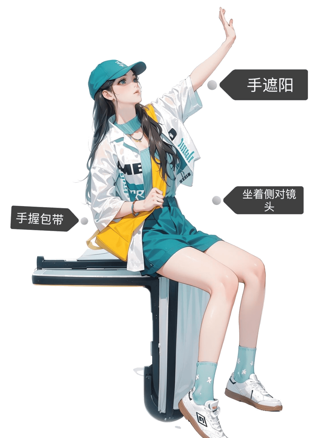侧坐举手遮阳