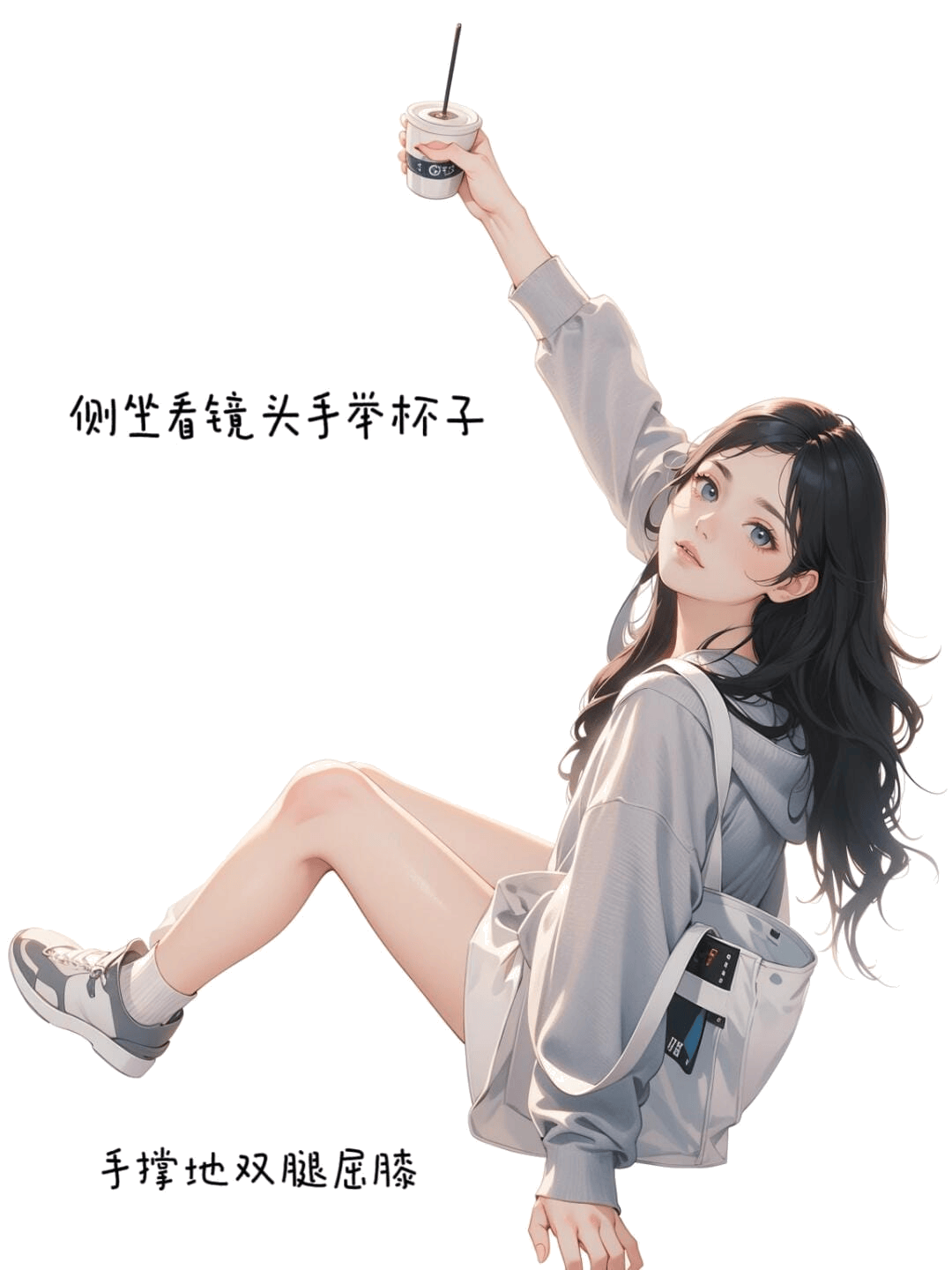 侧坐举杯望镜
