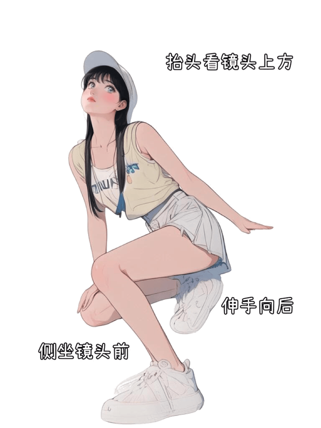 侧坐仰望姿态