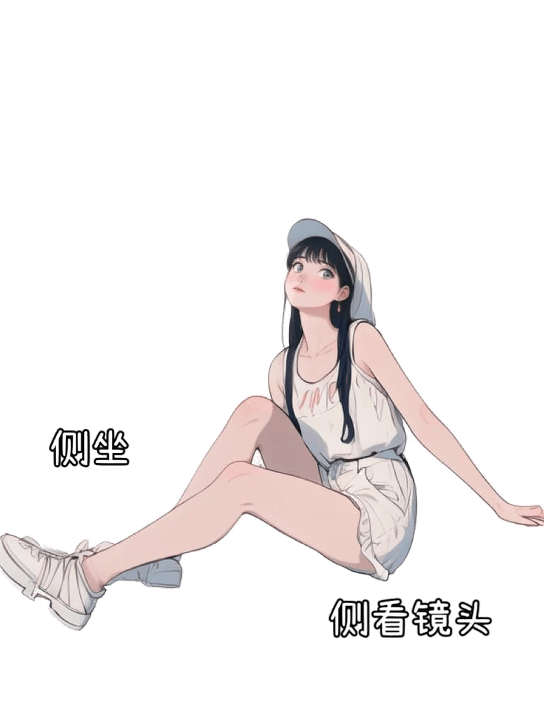 侧坐仰望姿态