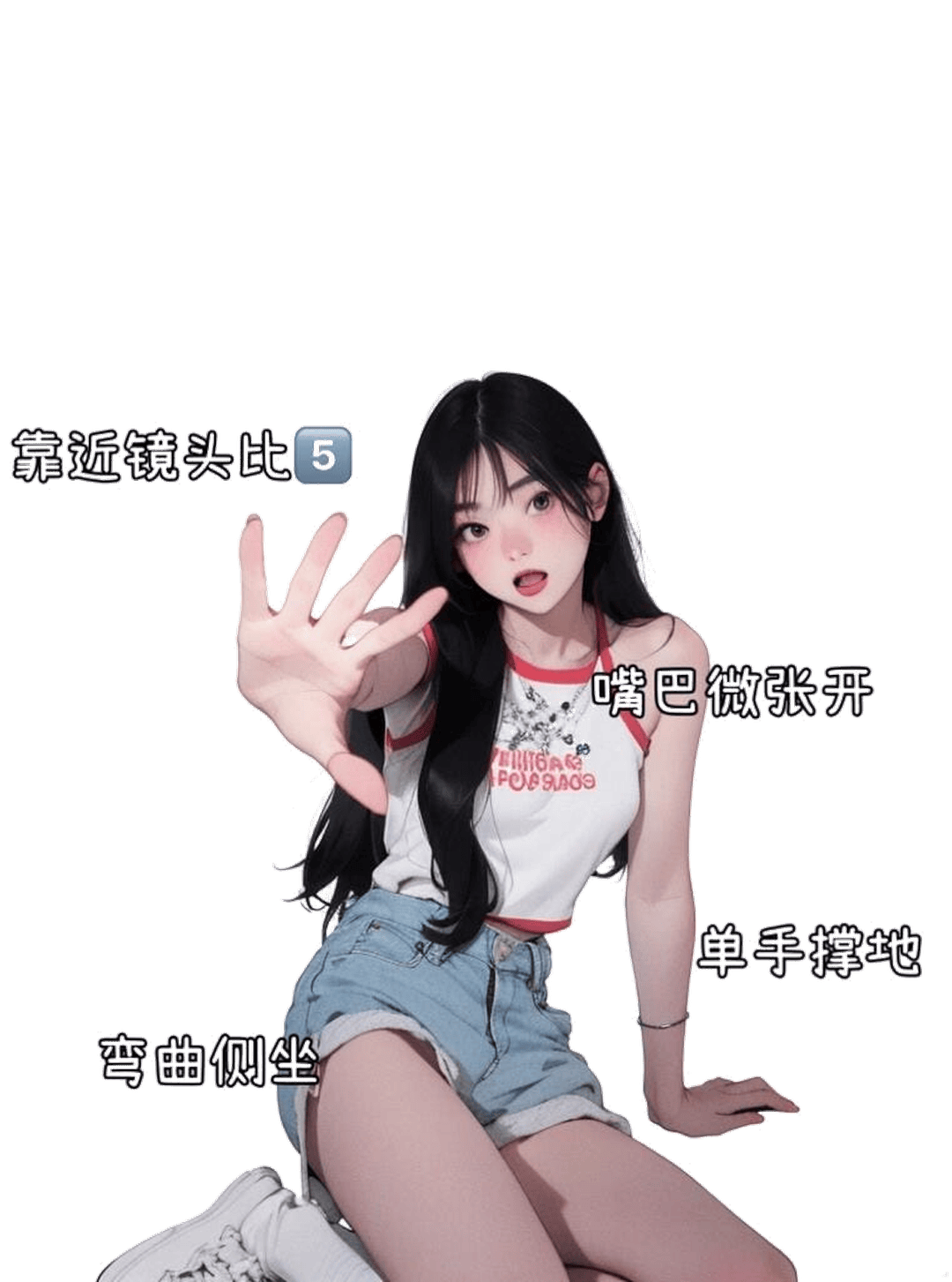 侧坐伸手互动姿态
