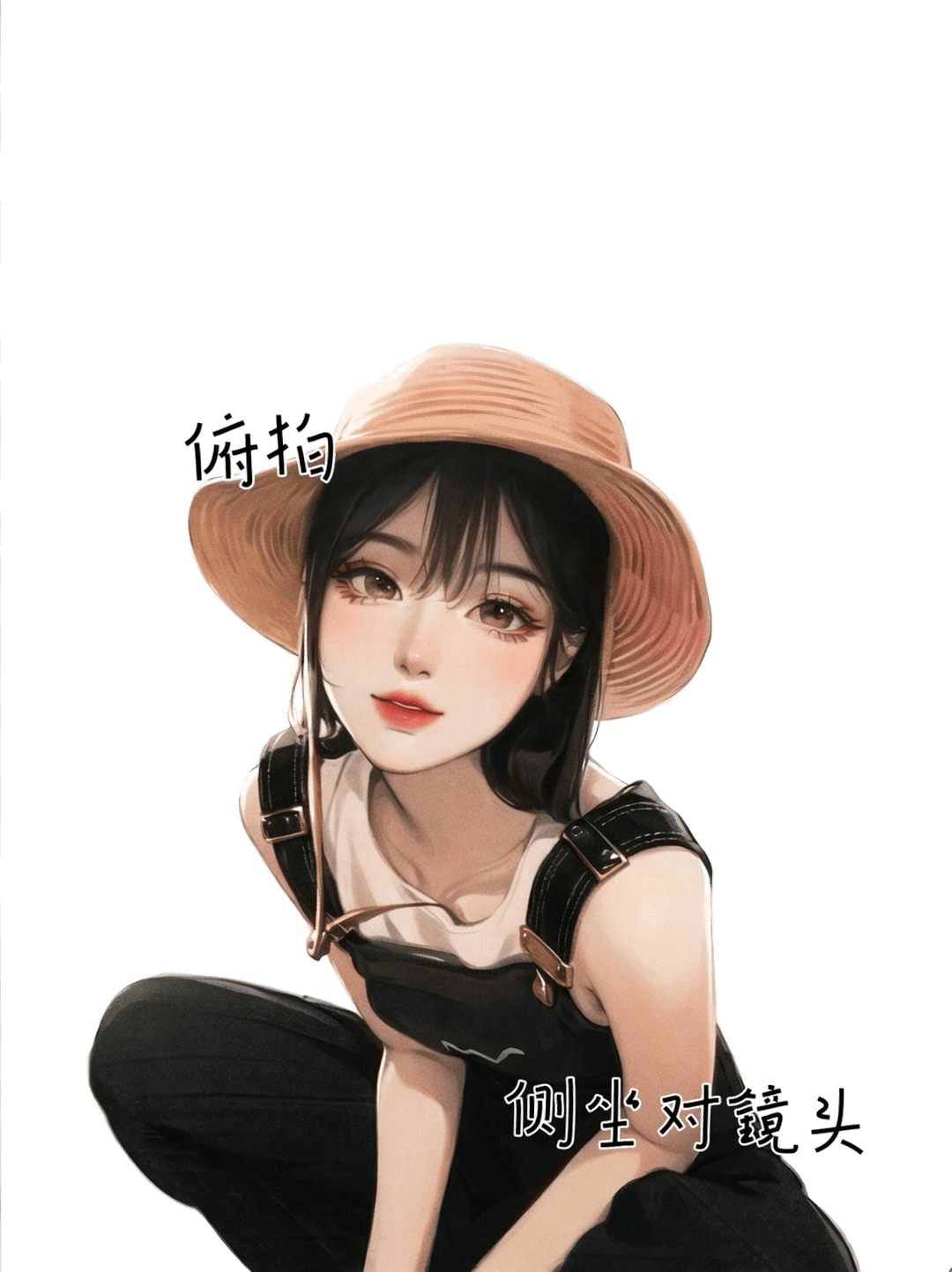 侧坐低头俯拍