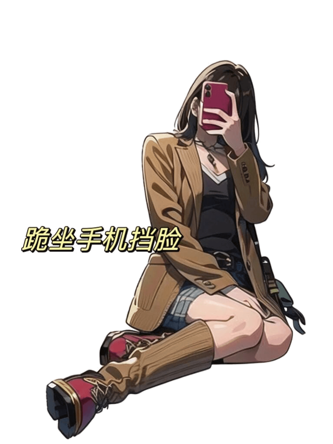 侧坐抱膝挡脸