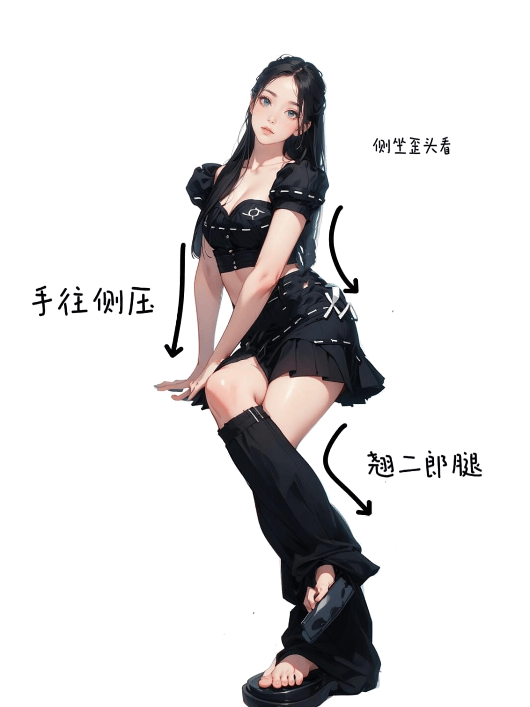 侧坐翘腿姿态