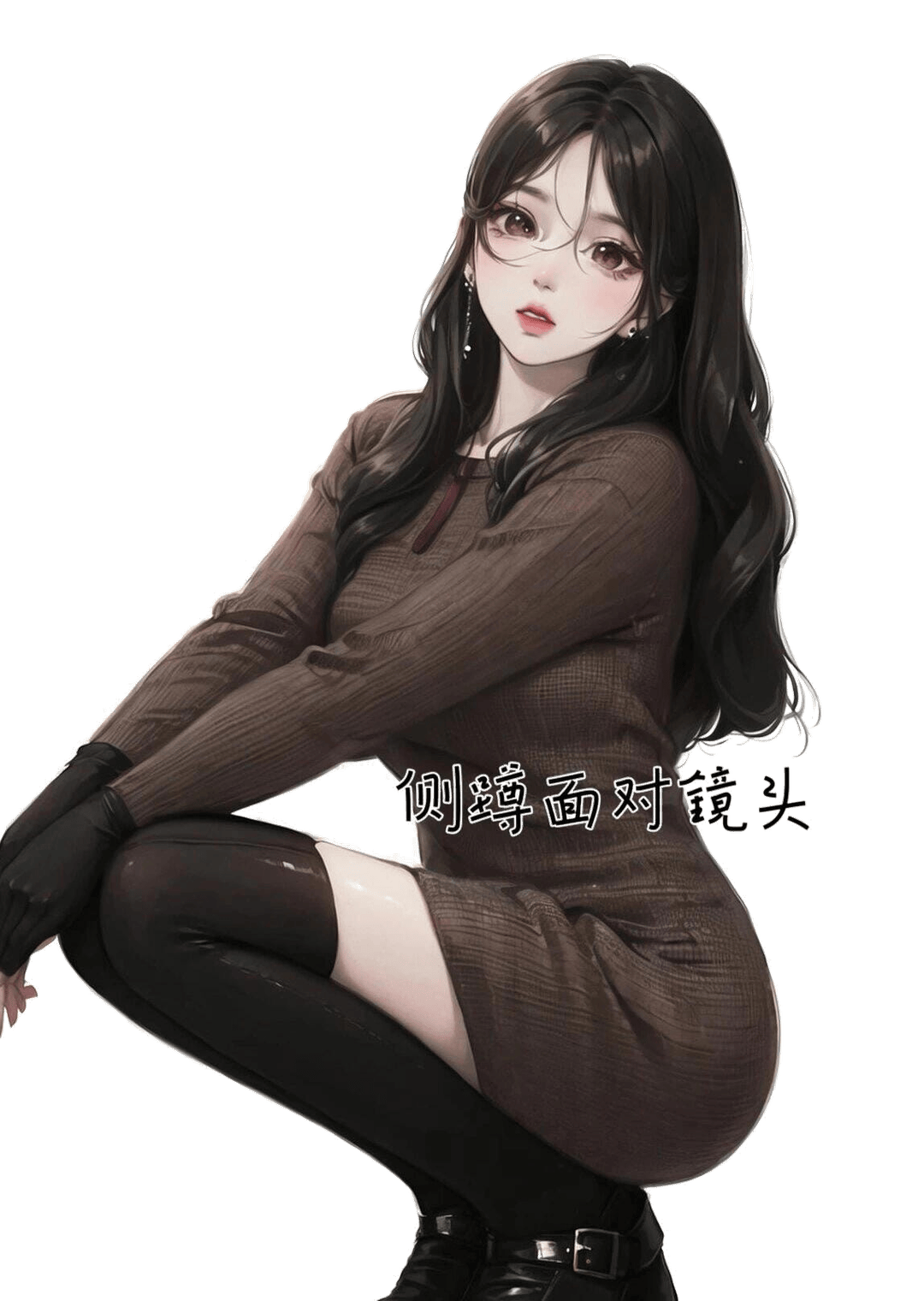 侧蹲面对镜头