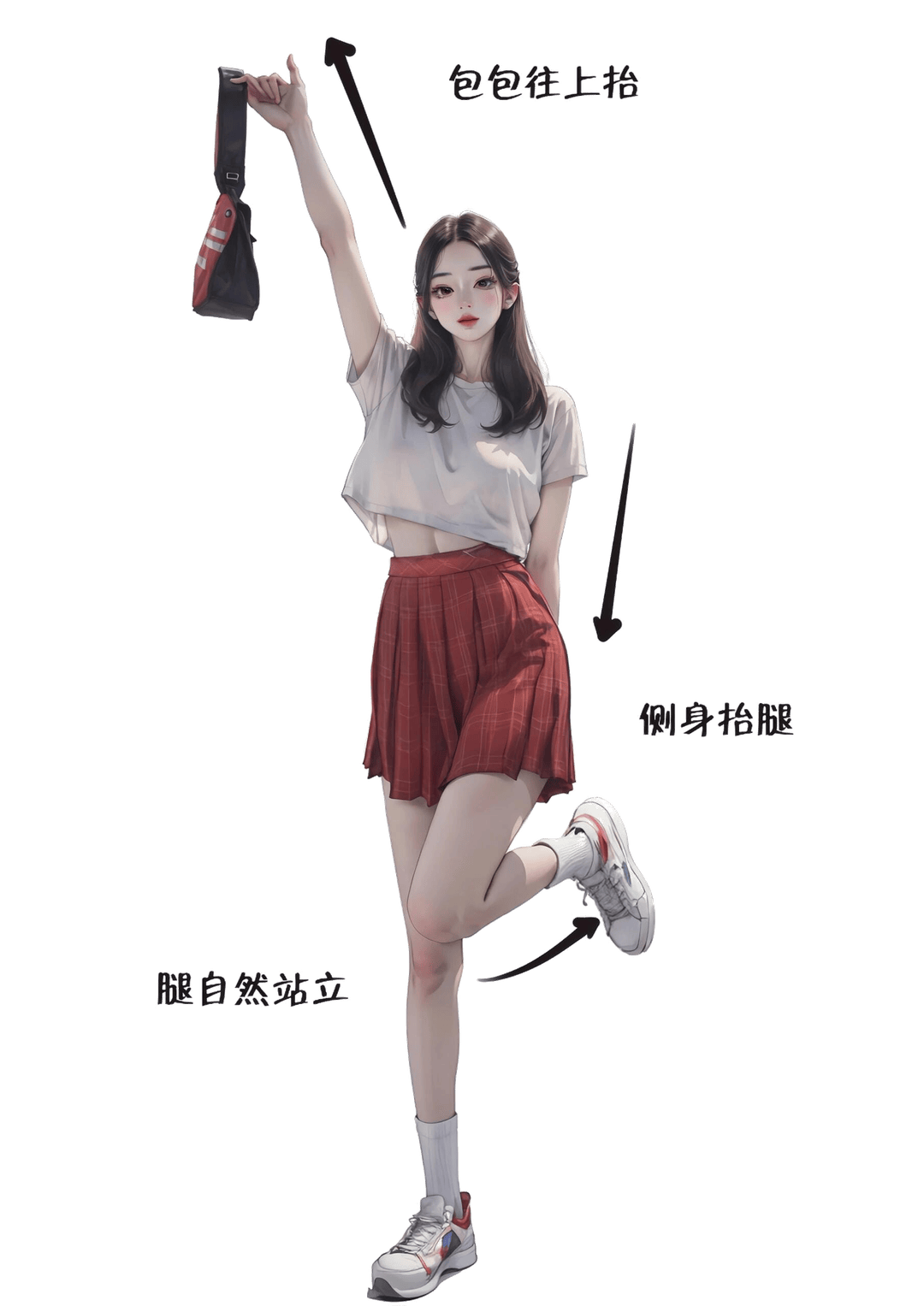 侧身举包抬腿