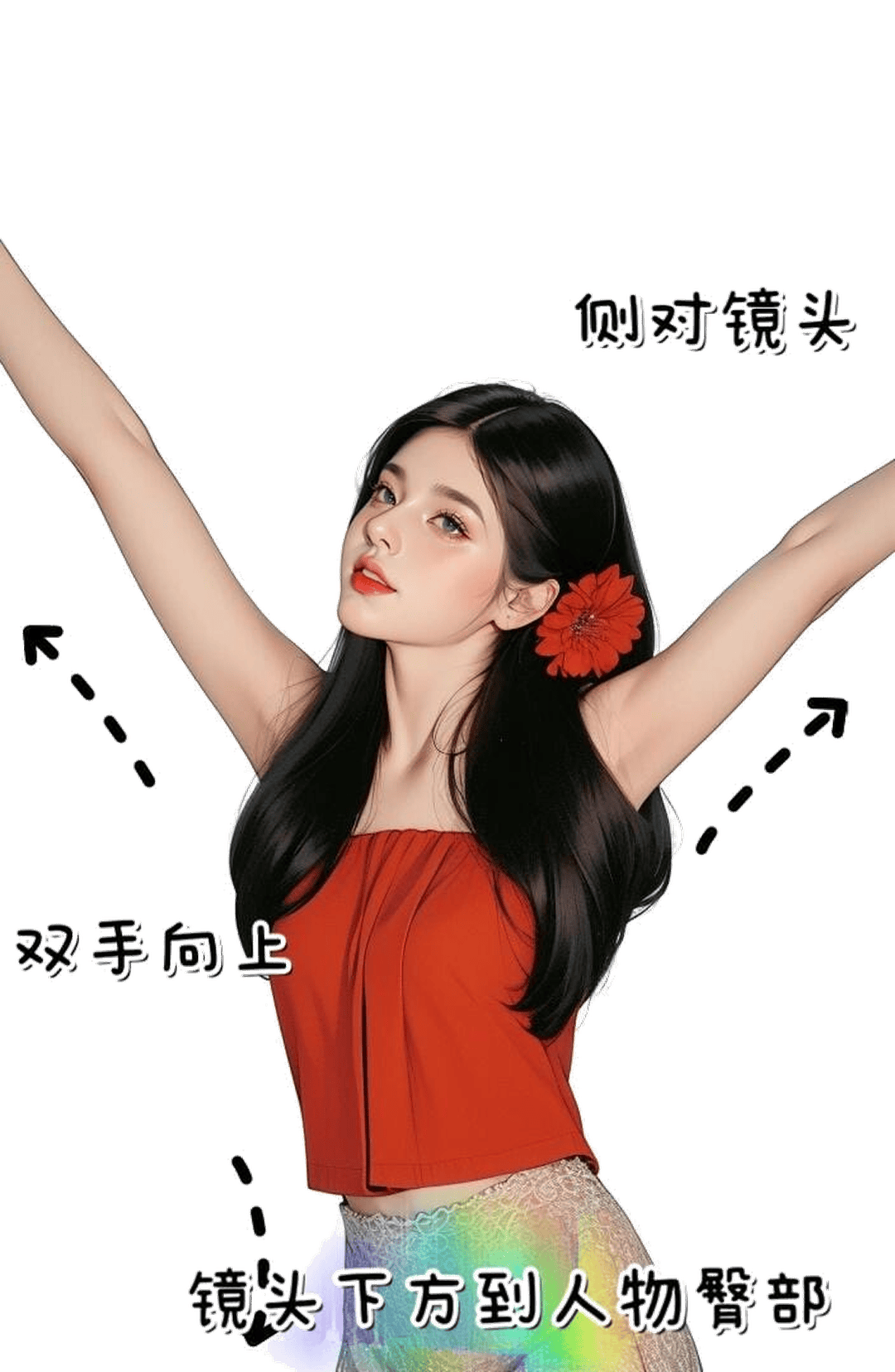 侧身举手开花