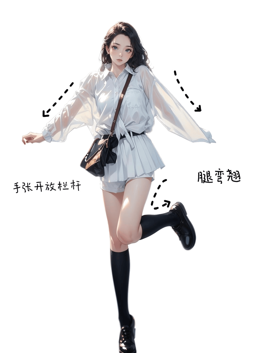 侧身俏皮踢腿