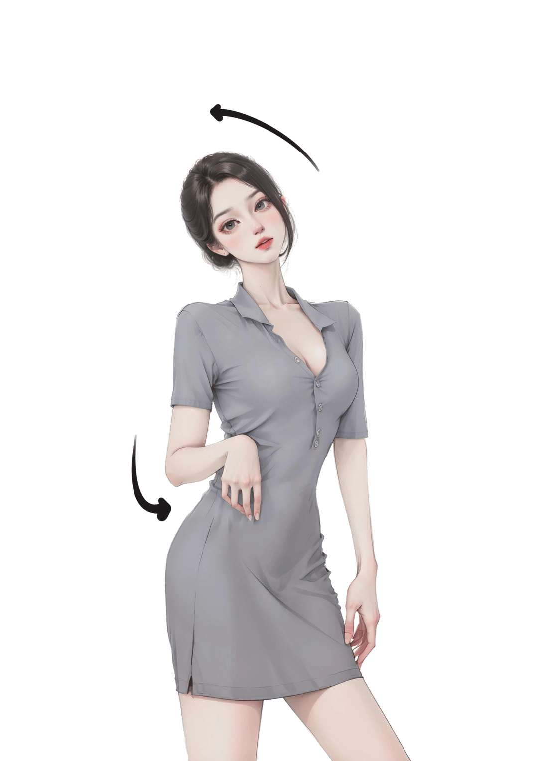 侧身叉腰立