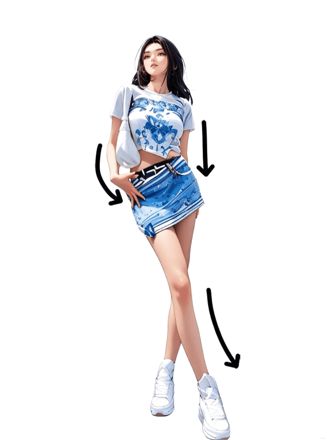 侧身叉腰站姿