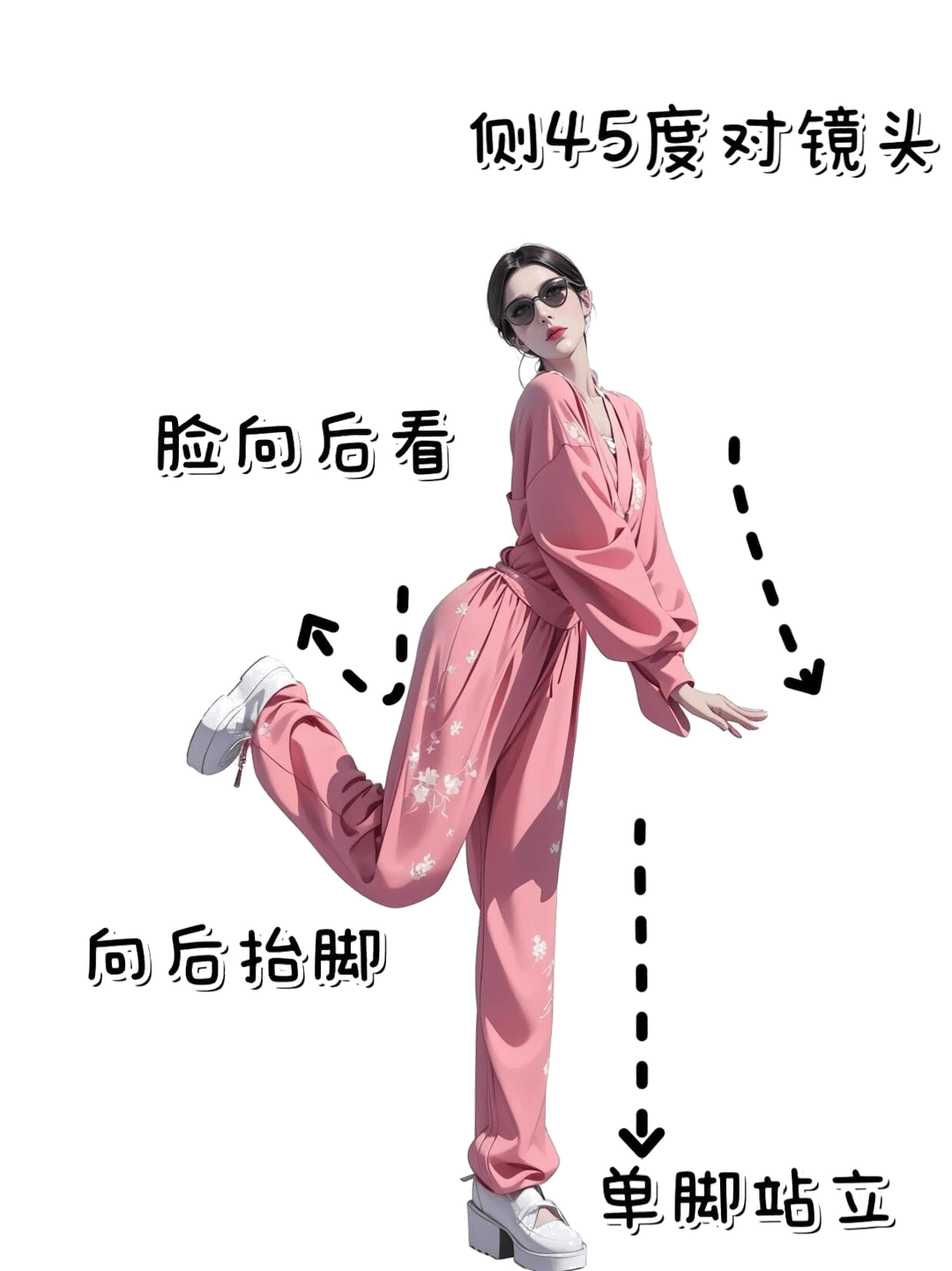 侧身回头抬脚