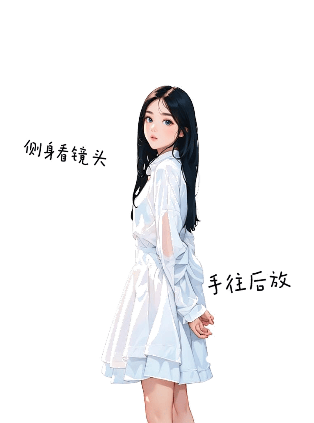 侧身回眸望镜