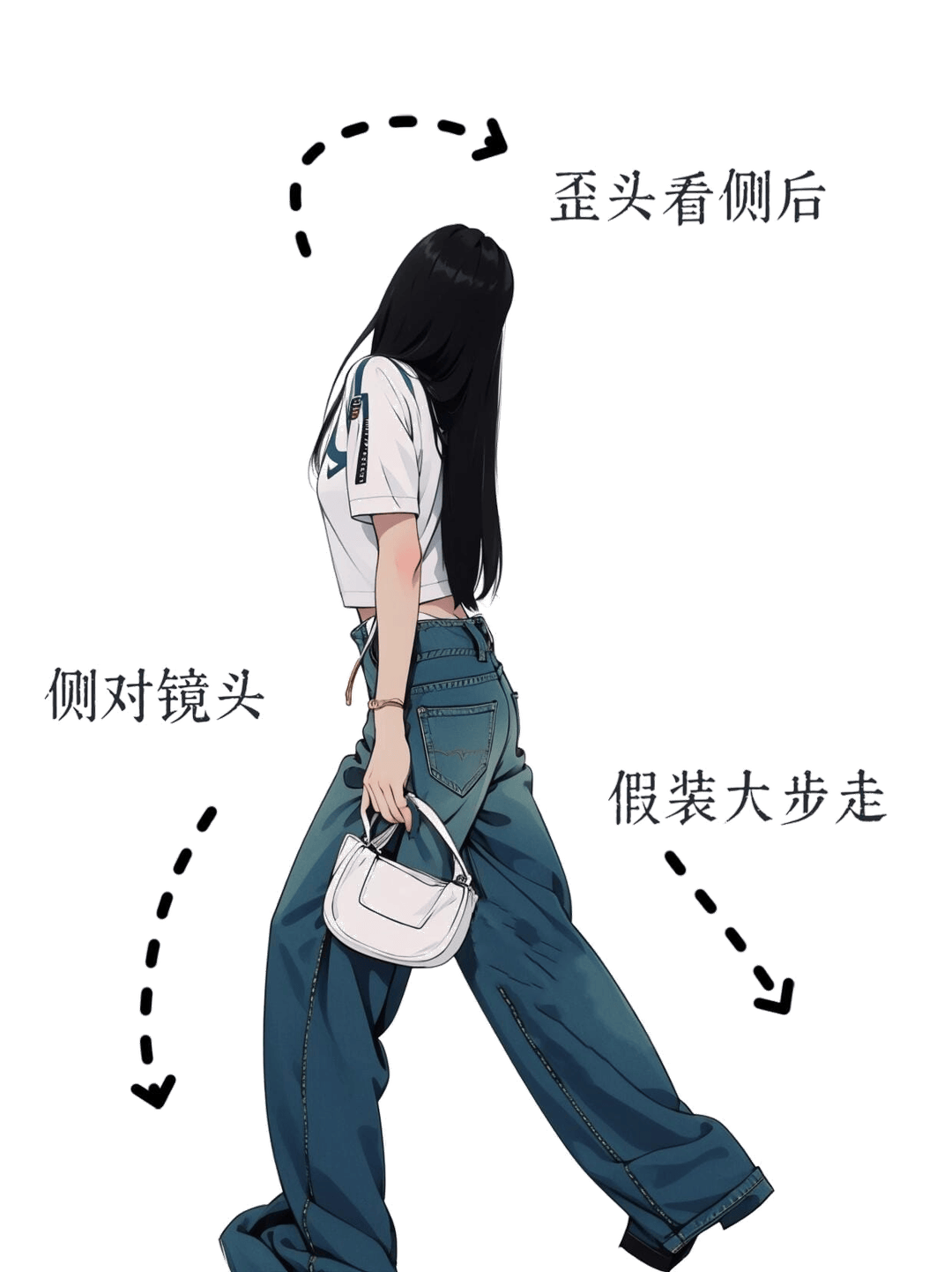 侧身回眸行走