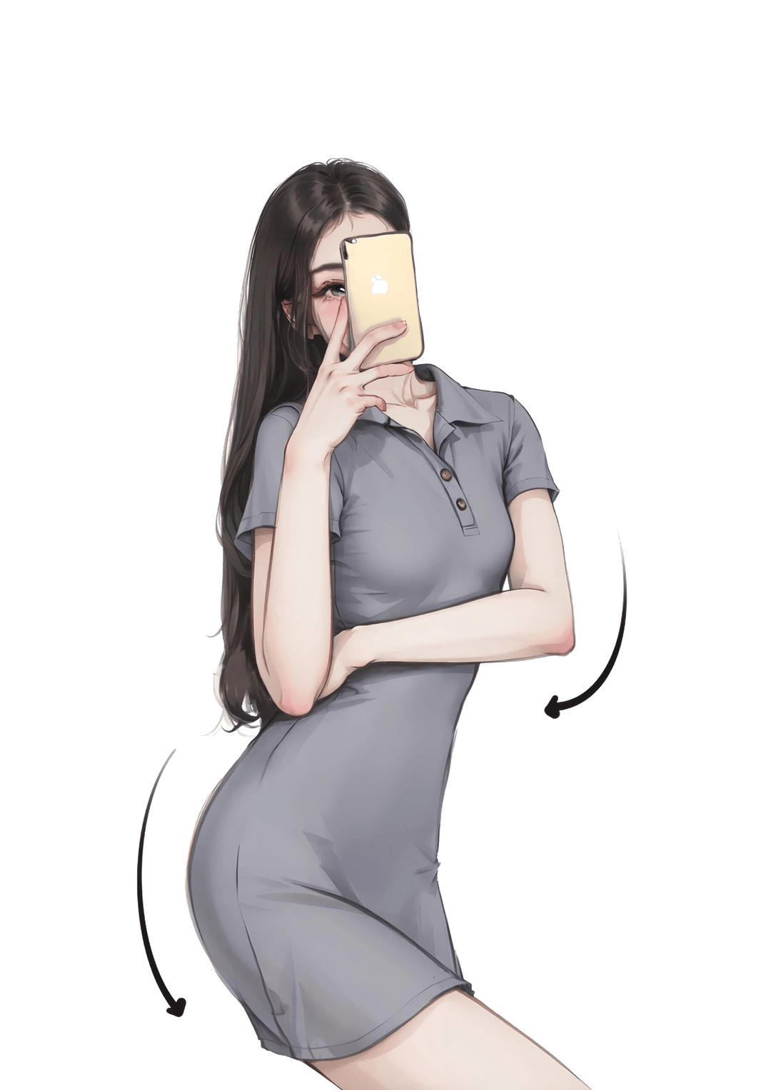 侧身对镜自拍
