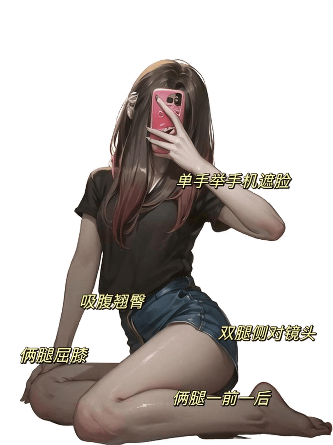 侧身屈膝自拍