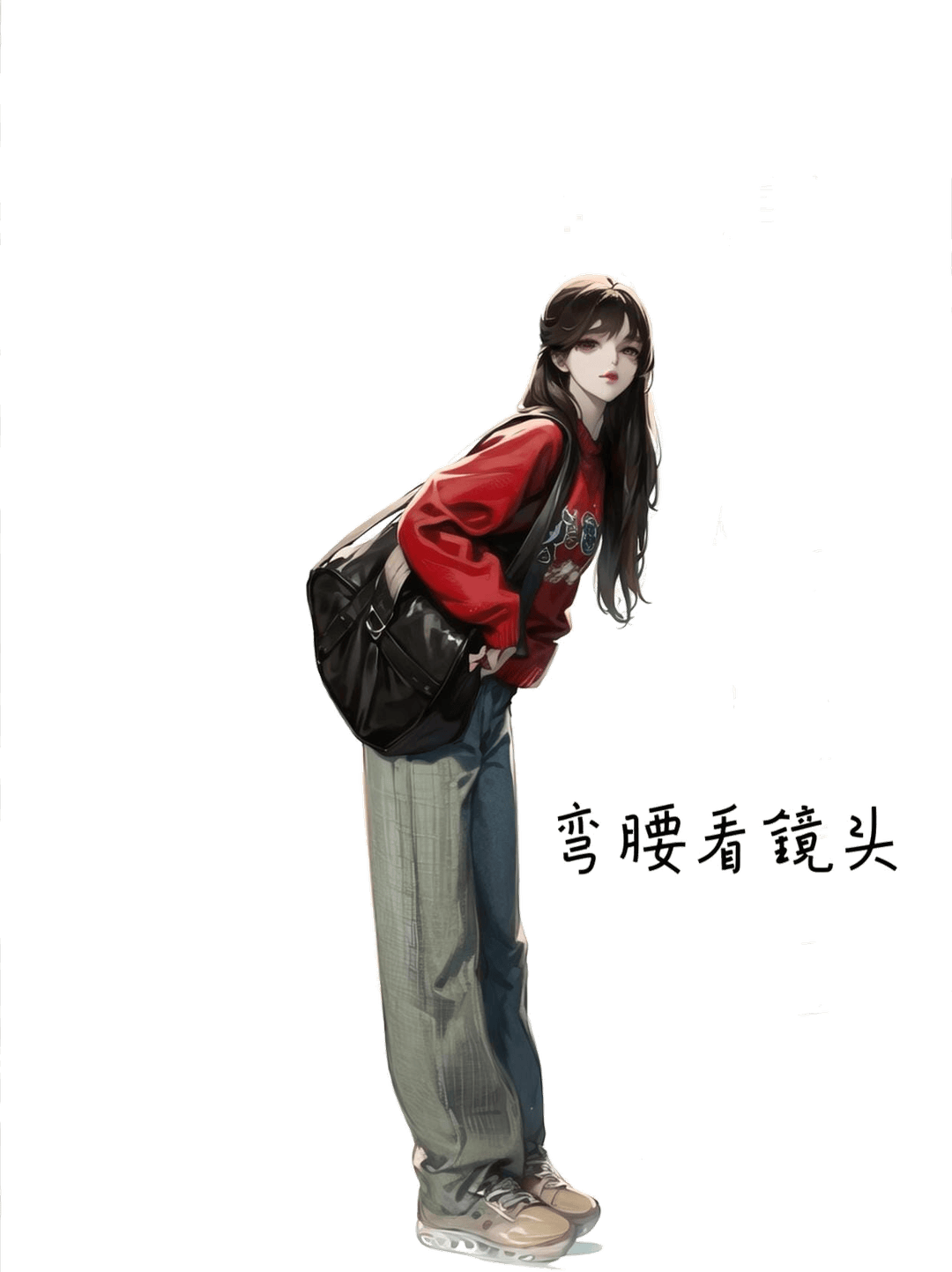 侧身弯腰回眸