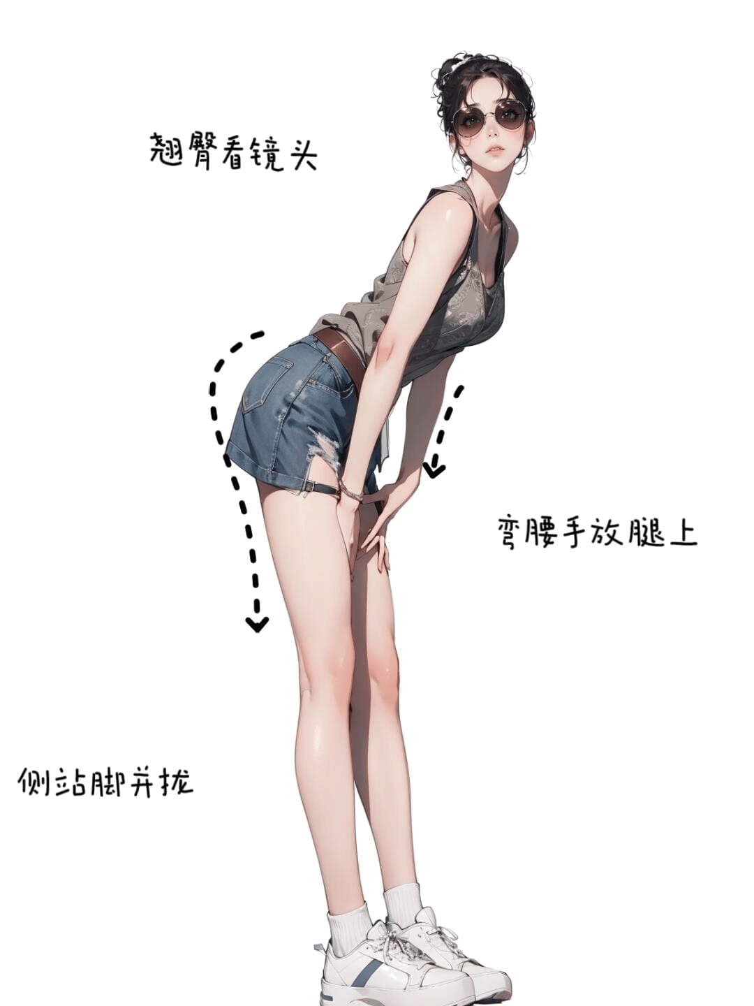 侧身弯腰翘臀