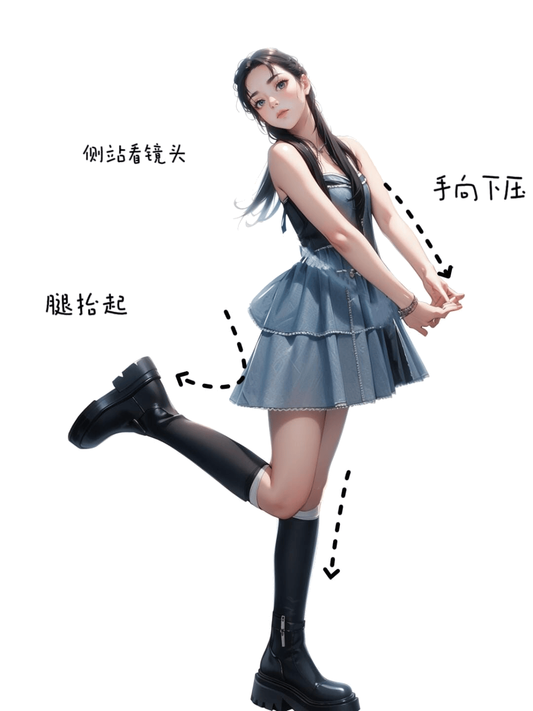 侧身抬腿压手