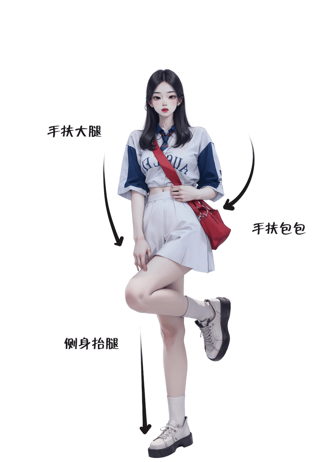 侧身抬腿扶包