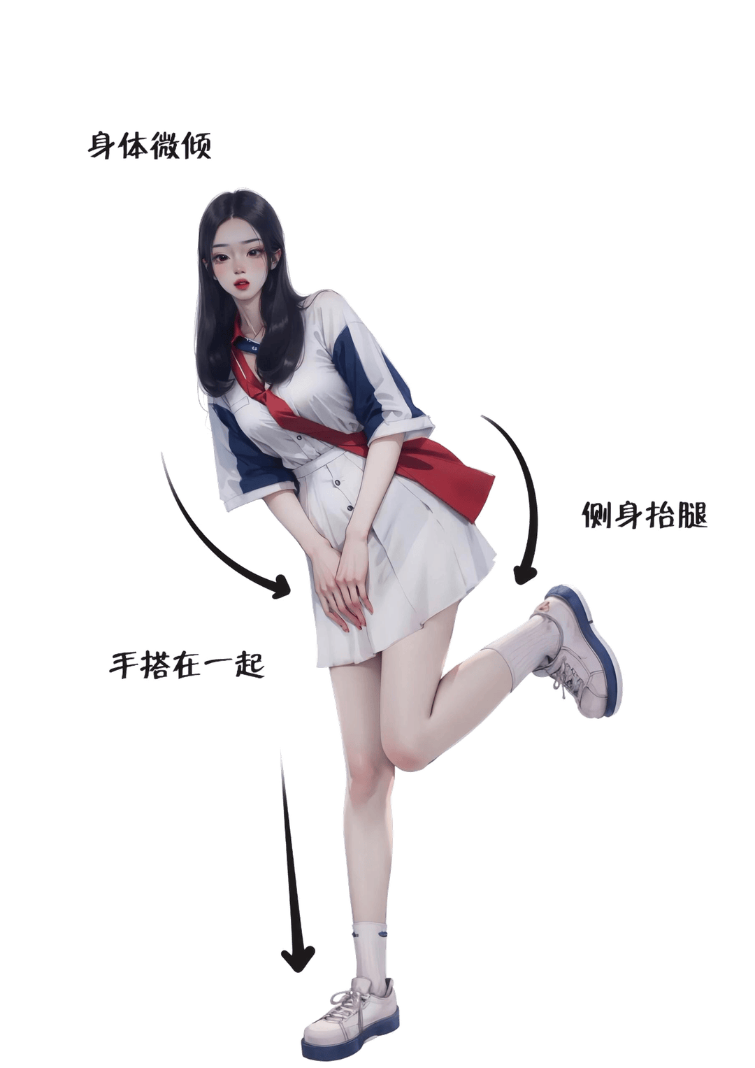 侧身抬腿摆拍