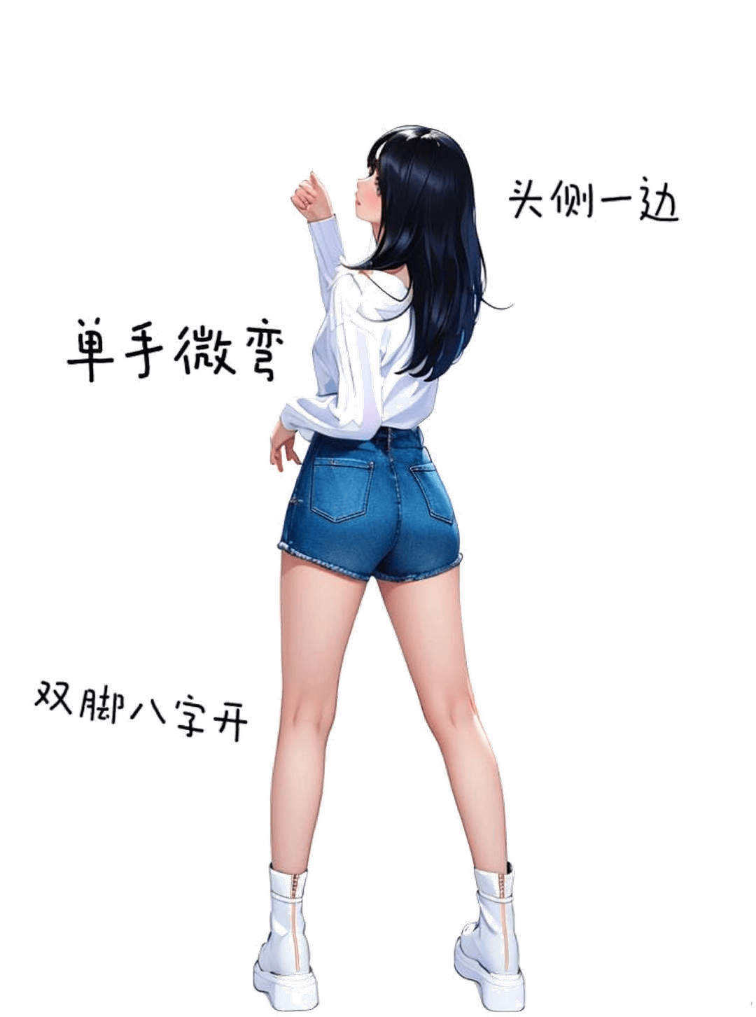 侧身指物站姿