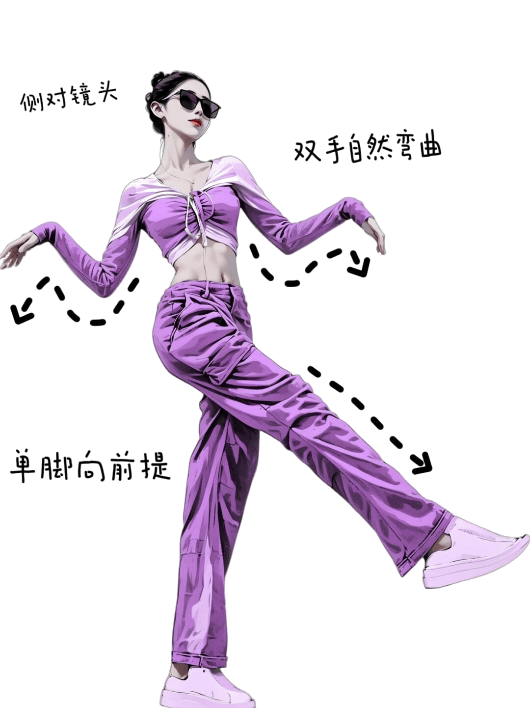 侧身提腿摆姿