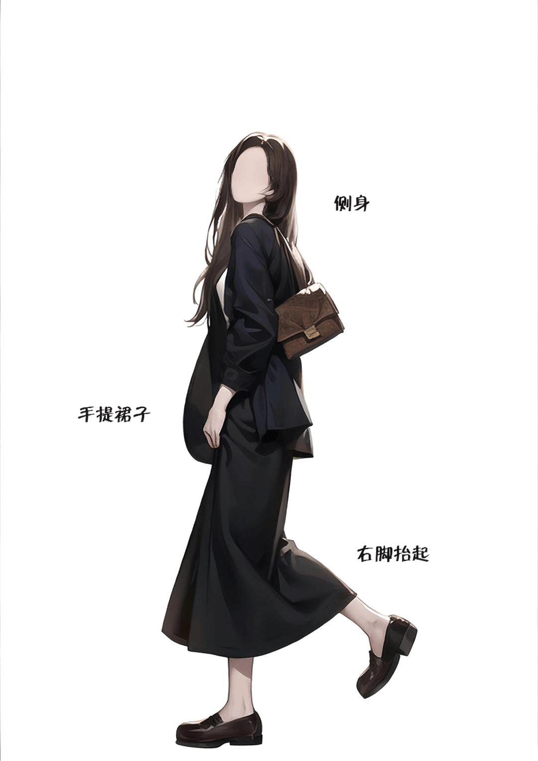 侧身提裙右脚起