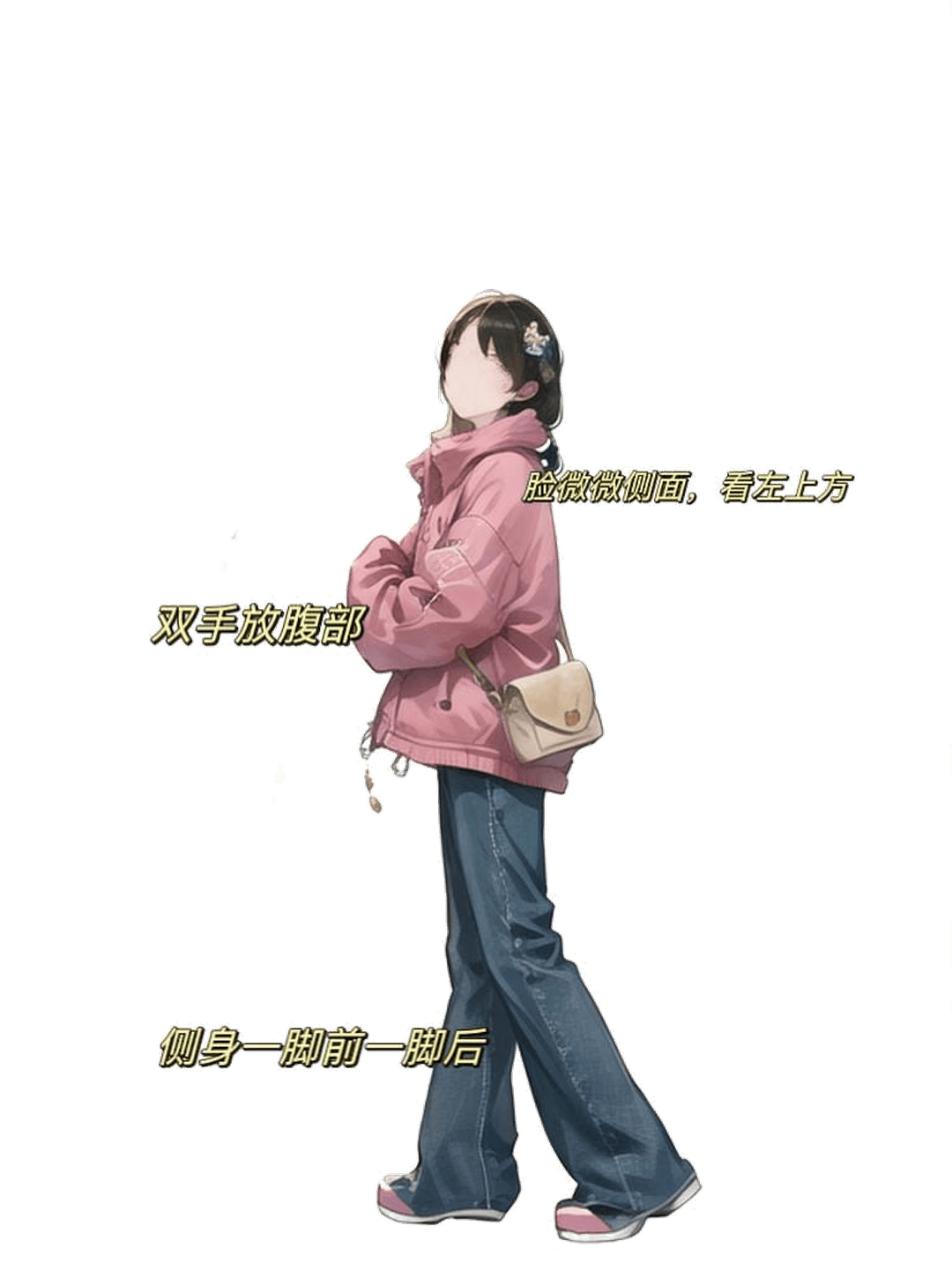 侧身插兜远眺