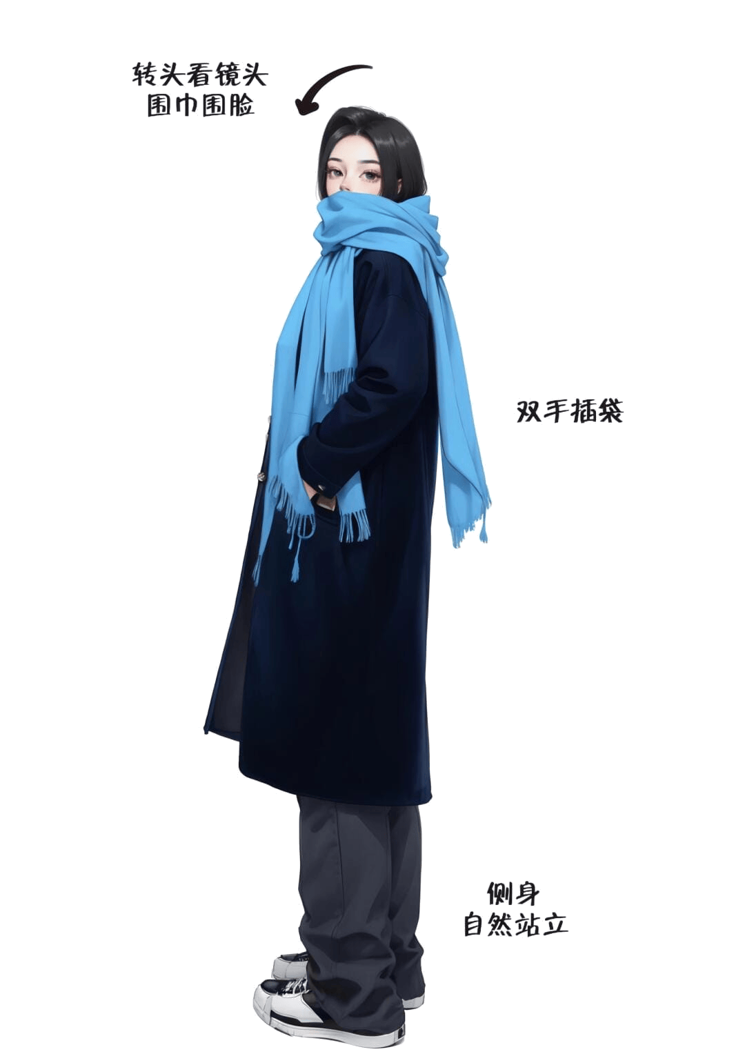 侧身插袋回眸