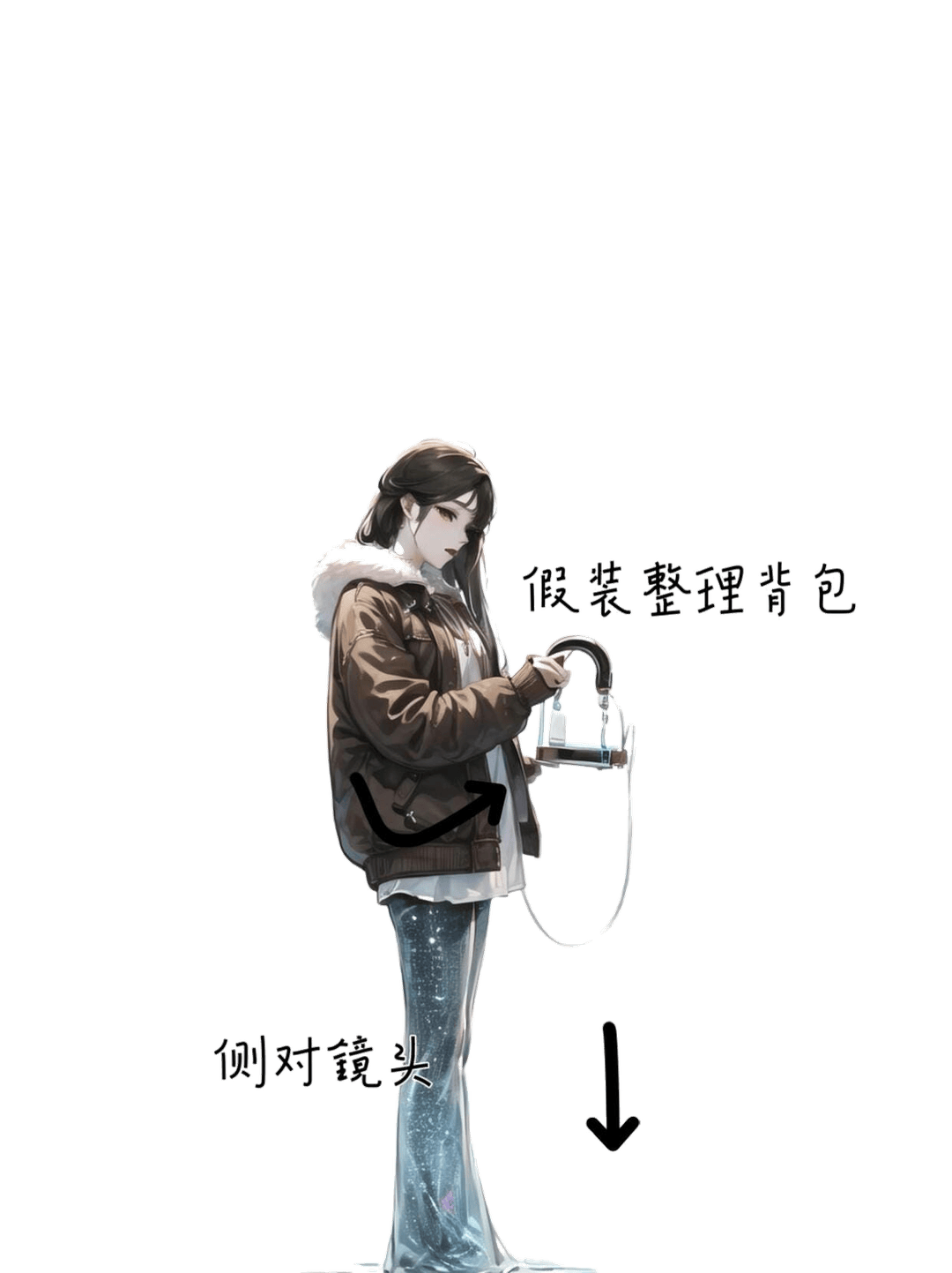 侧身整理背包