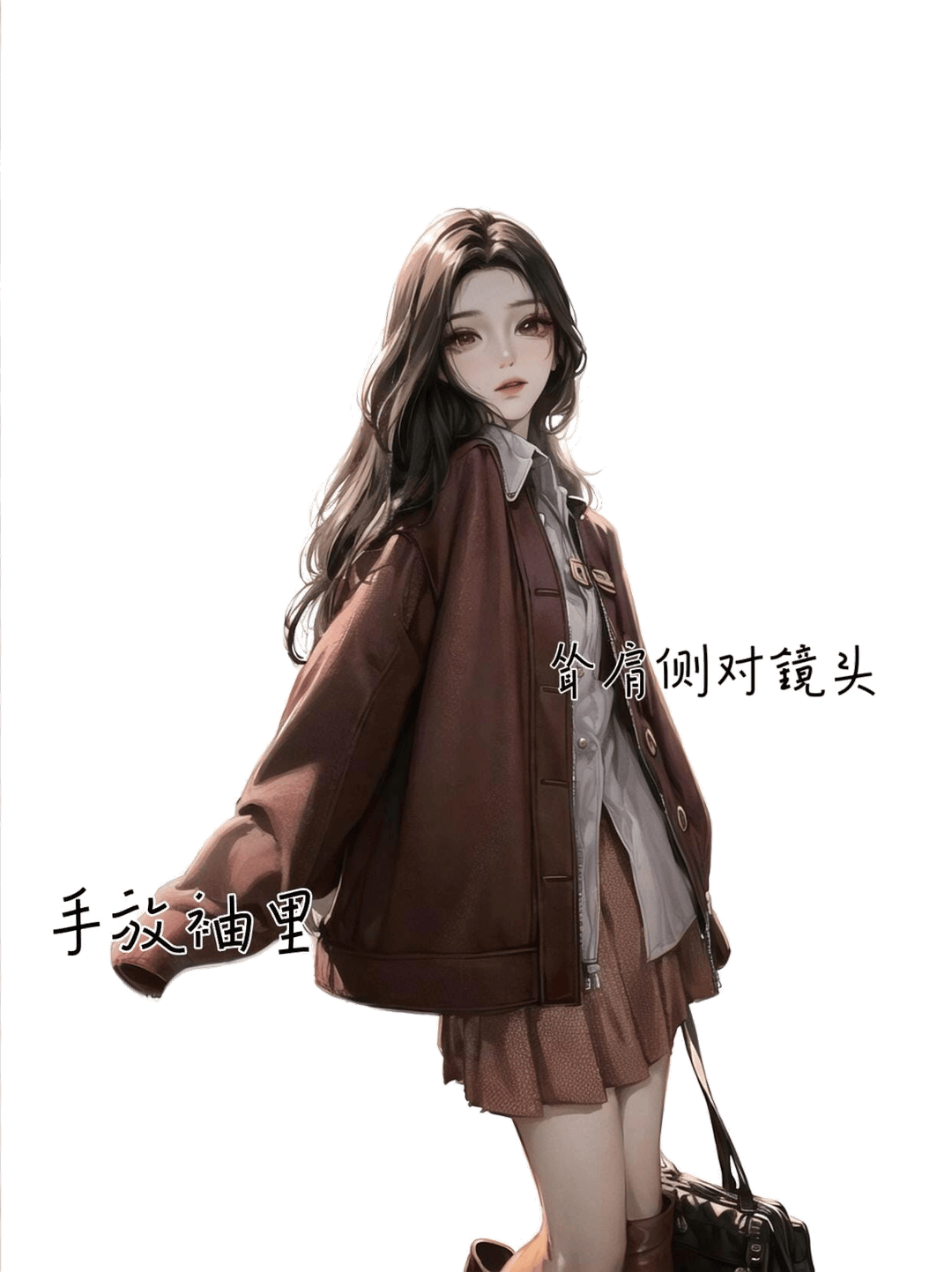 侧身耸肩插袖