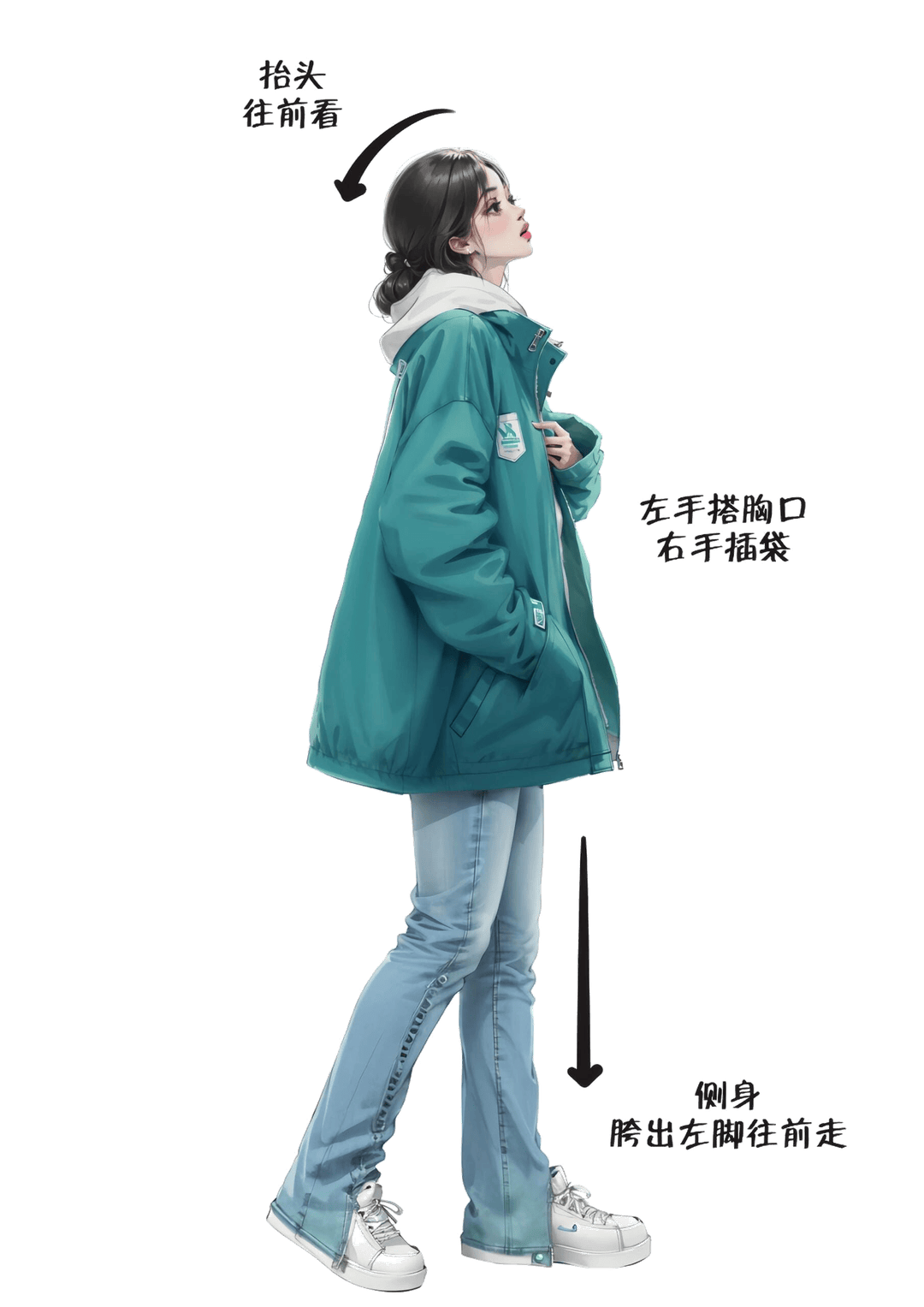 侧身行走抓拍