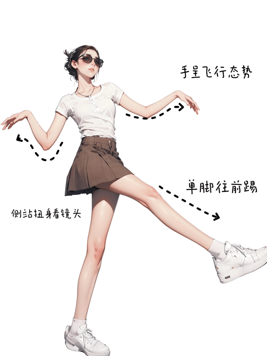 侧身踢腿摆拍