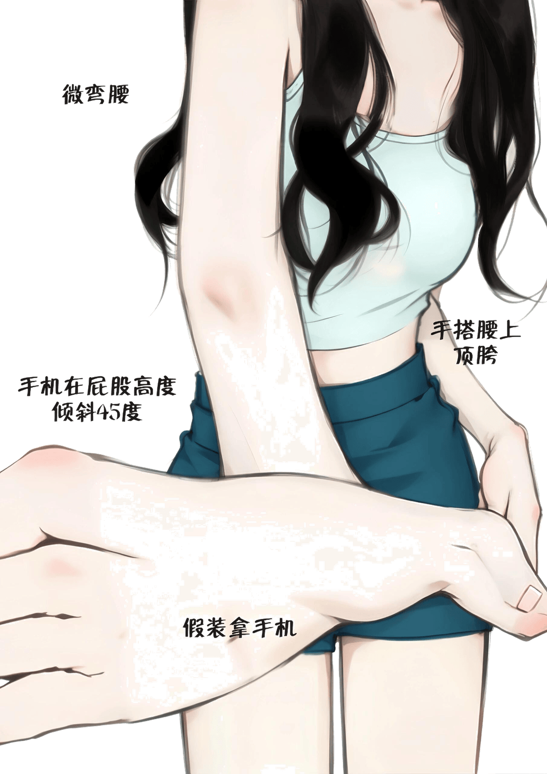 侧身顶胯摆姿