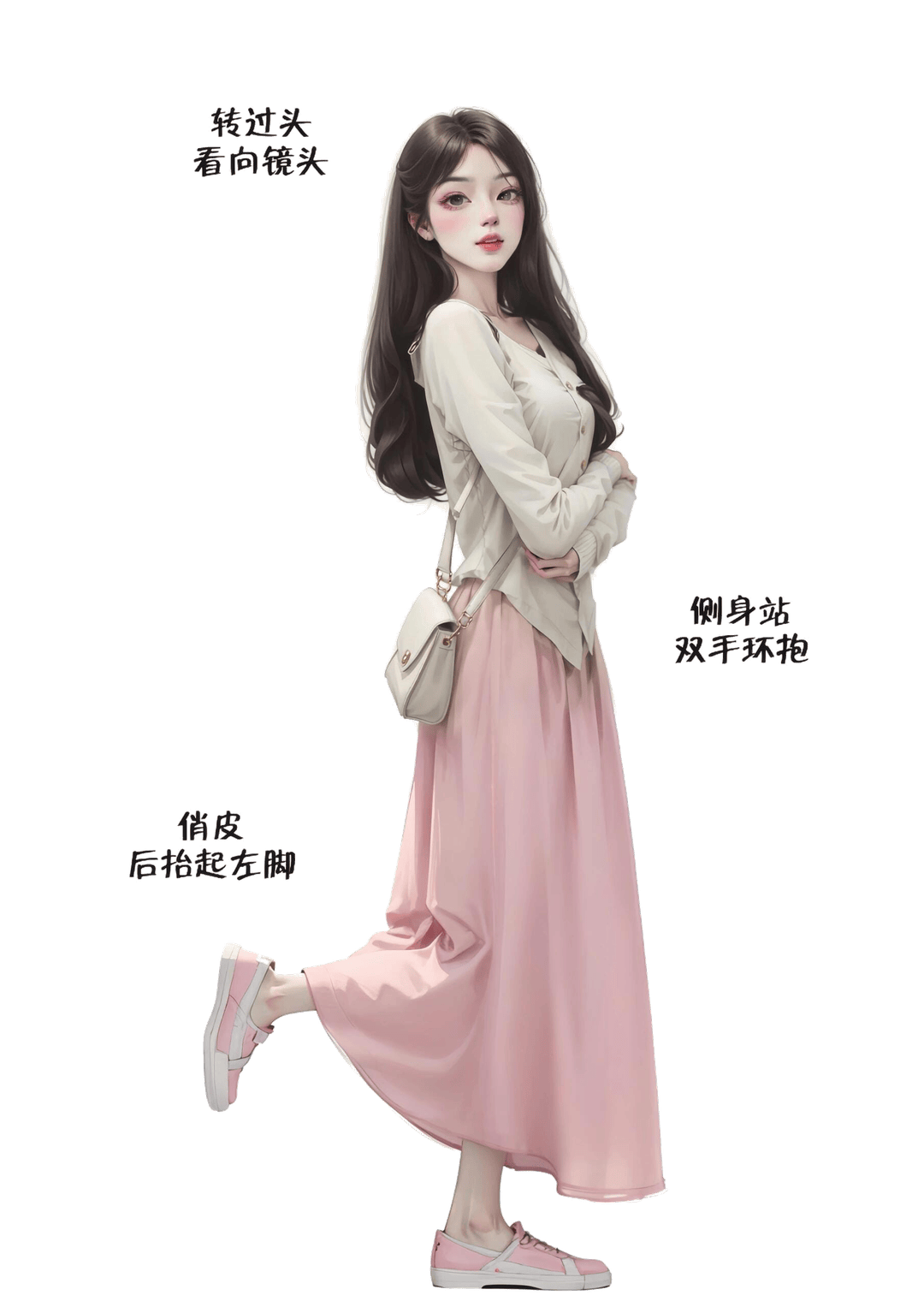 俏皮侧身抬脚